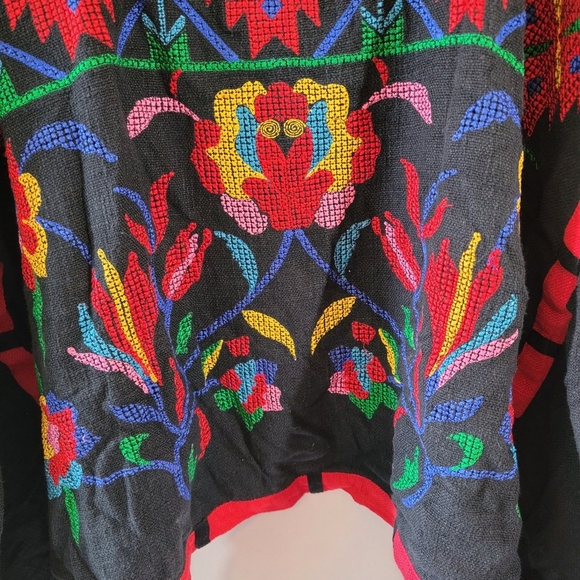 Roja Collection Colorful Heavy Embroidered Poncho Sz 2/XL Boho Western Cowgirl - Picture 4 of 13